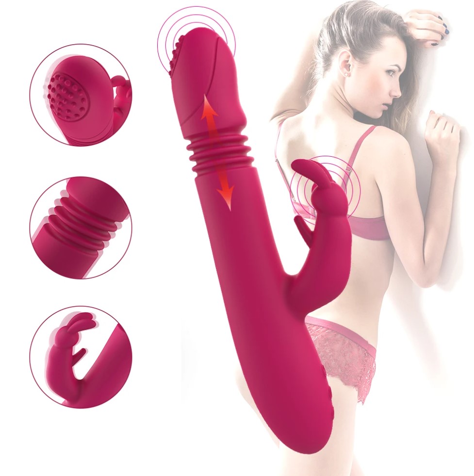 Vibrator Seth Vibrating&Thrusting, Silicon, USB, Roz, 21 cm, Passion Labs, Sensations, #3, Erotic24.ro