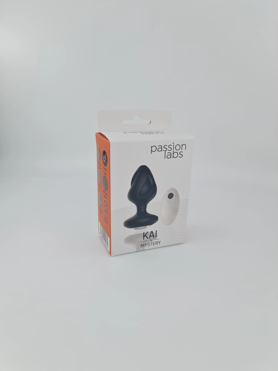 Dop Anal Kai, 12 Moduri Vibratii, Silicon, USB, Negru, 8.6 cm, Passion Labs, Mystery, #5, Erotic24.ro