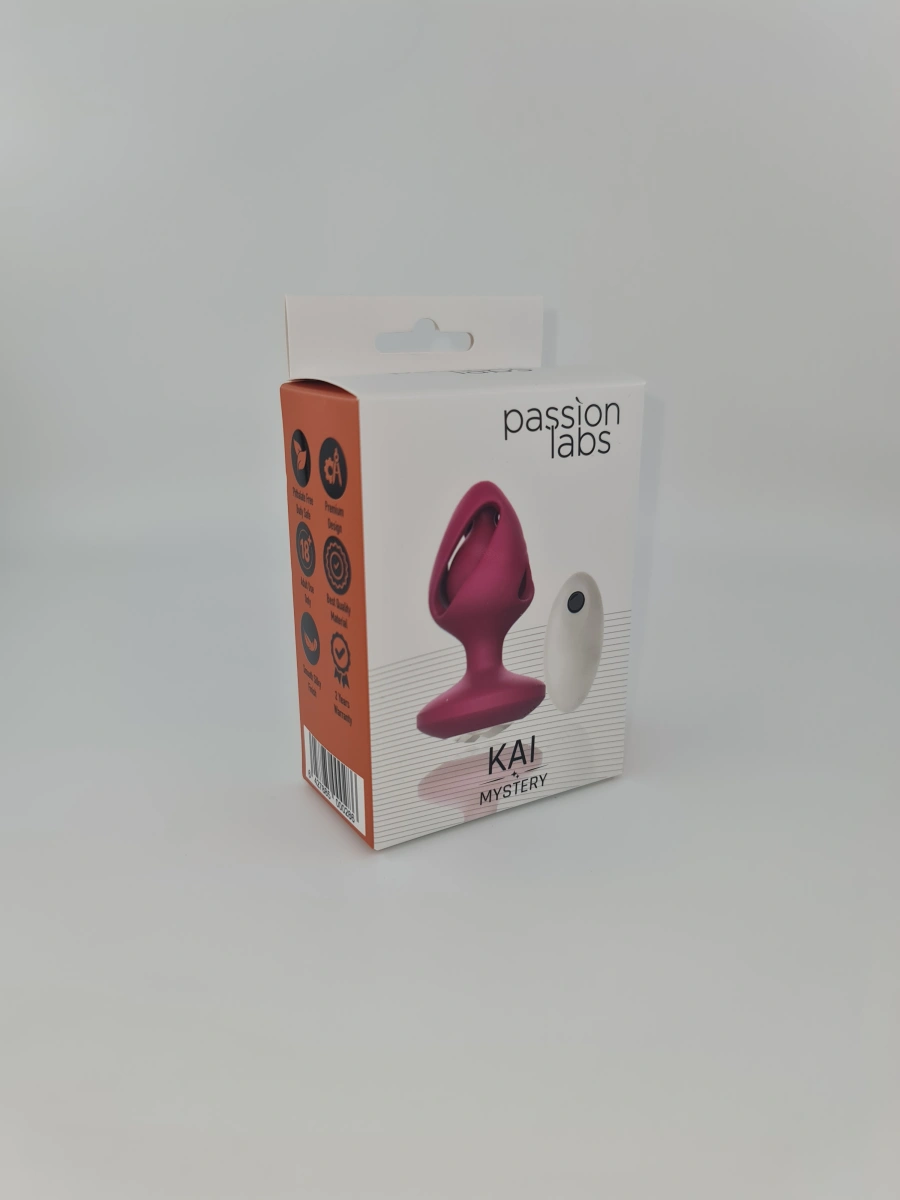 Dop Anal Kai, 12 Moduri Vibratii, Silicon, USB, Rosu, 8.6 cm, Passion Labs, Mystery, #2, Erotic24.ro