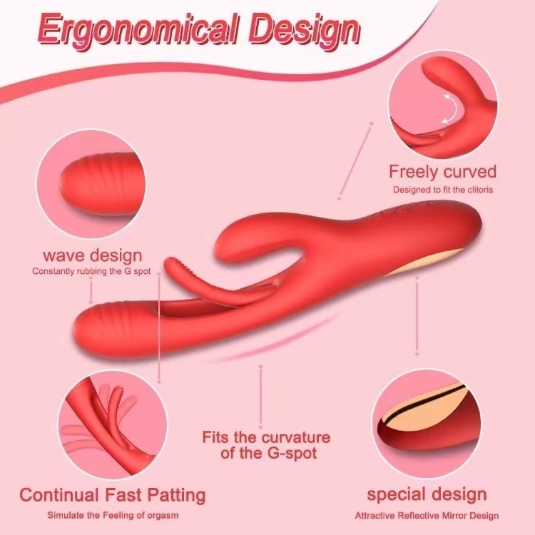 Vibrator Magnus, 7 Vibrating & 7 Patting Modes, Silicon, USB, Rosu, 24 cm, Passion Labs, Sensations, #3, Erotic24.ro