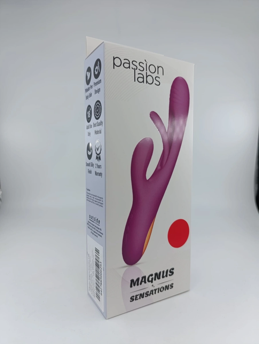 Vibrator Magnus, 7 Vibrating & 7 Patting Modes, Silicon, USB, Rosu, 24 cm, Passion Labs, Sensations, #9, Erotic24.ro