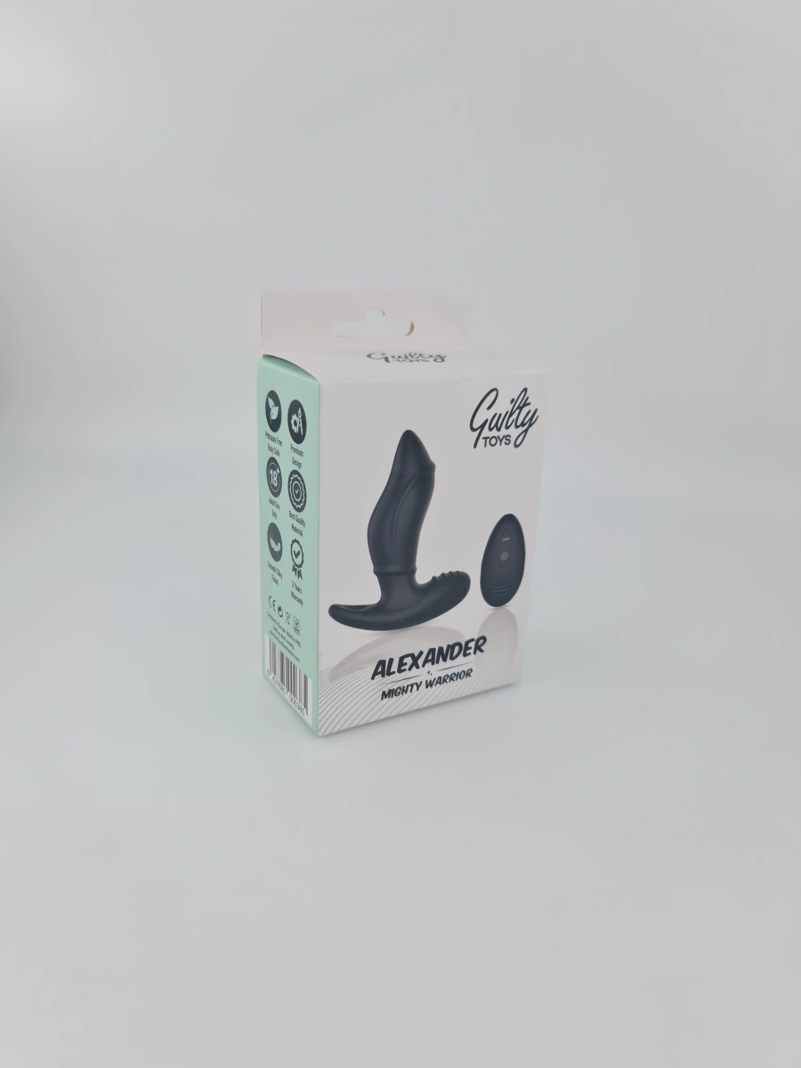 Vibrator Anal Alexander, Stimulator Prostata cu Bila Miscatoare, 10 Moduri Vibratii, Silicon, USB, Negru, Guilty Toys, Mighty Warrior, #7, Erotic24.ro