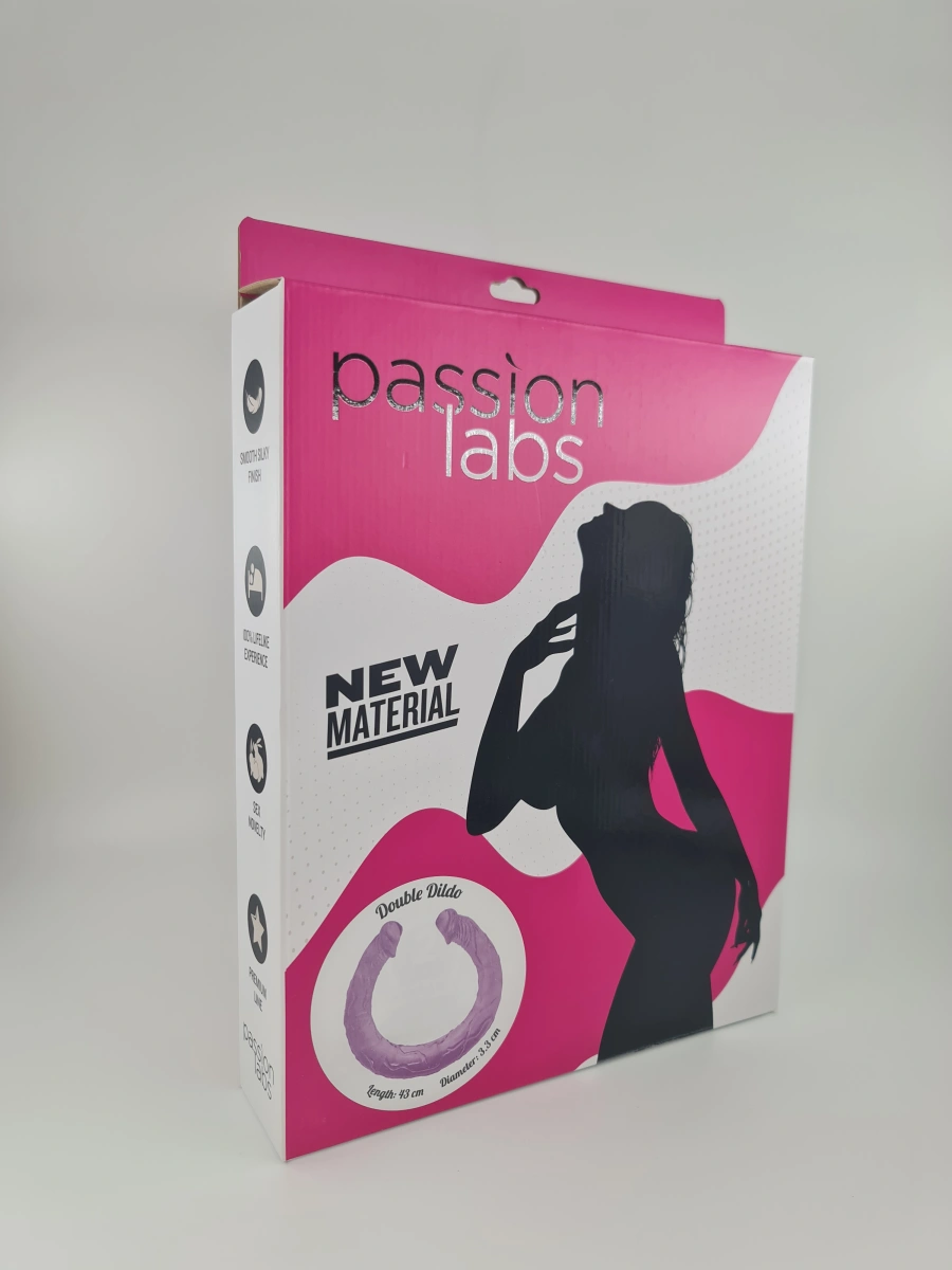 Dildo Dublu Pleasure Link, TPR, Violet, 43 cm, Passion Labs, #2, Erotic24.ro