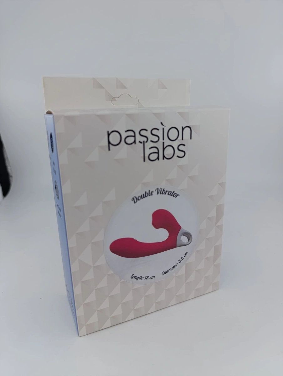 Vibrator Double Excite, 10 Moduri Vibratii, 5 Moduri Suctiune, Silicon, USB, Roz, 18 cm, Passion Labs, #2, Erotic24.ro