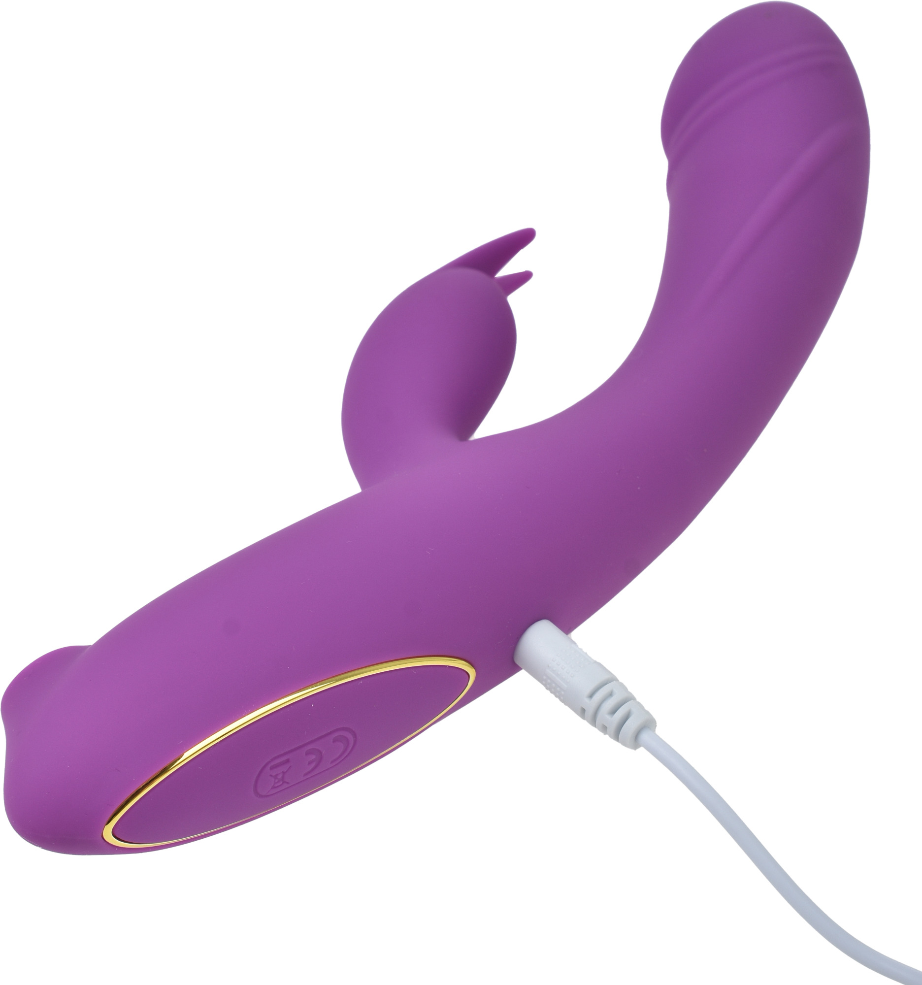Vibrator Triple Delight, 10 Moduri Vibratii, 5 Moduri Suctiune, Silicon, USB, Mov, 23.5 cm, Mokko Toys, #4, Erotic24.ro