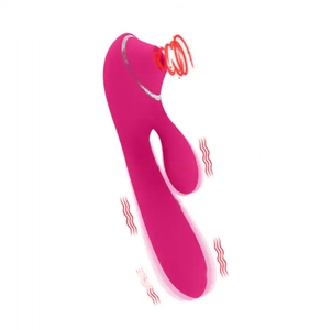 Vibrator Mystic Love, 10 Moduri Vibratii, 3 Moduri Suctiune, Silicon, USB, Roz, 20 cm