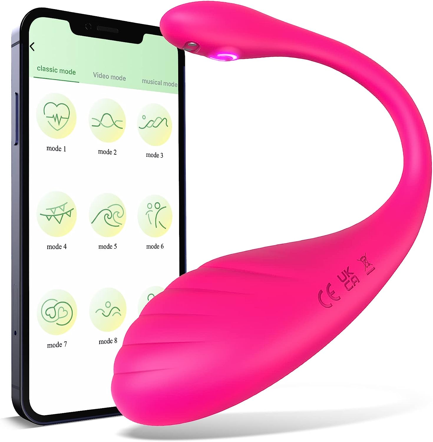 Ou Vibrator Smart Maja App Control, Bluetooth, USB Magnetic, Roz, 20 cm, Mokko Toys, Good Vibes, #1, Erotic24.ro