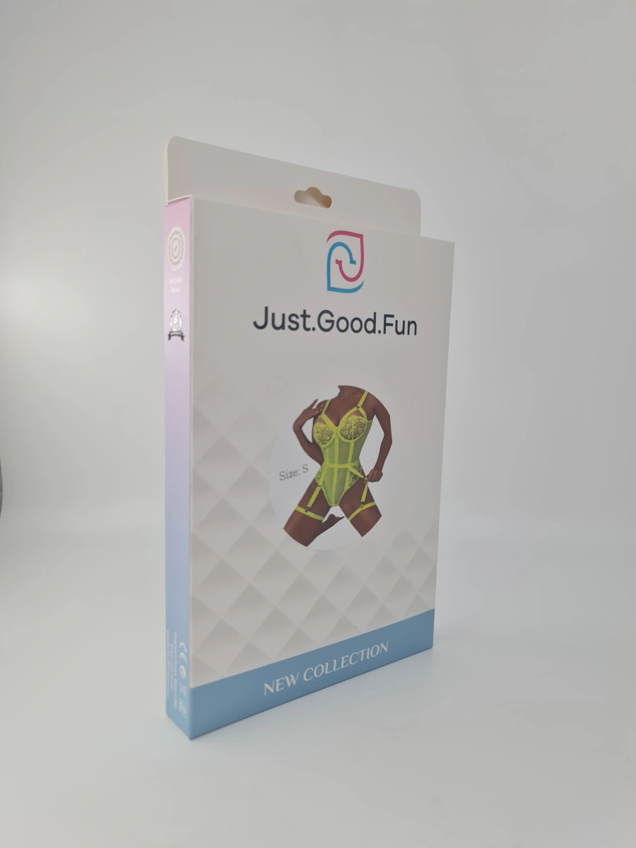 Body Sexy cu Jartiere, Verde Neon, S, JGF Lingerie, #6, Erotic24.ro