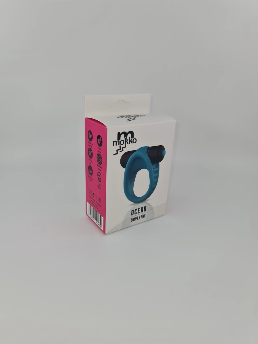 Inel Penis Ocean cu Vibratii, Silicon, Albastru, Mokko Toys, Simply Fun, #3, Erotic24.ro