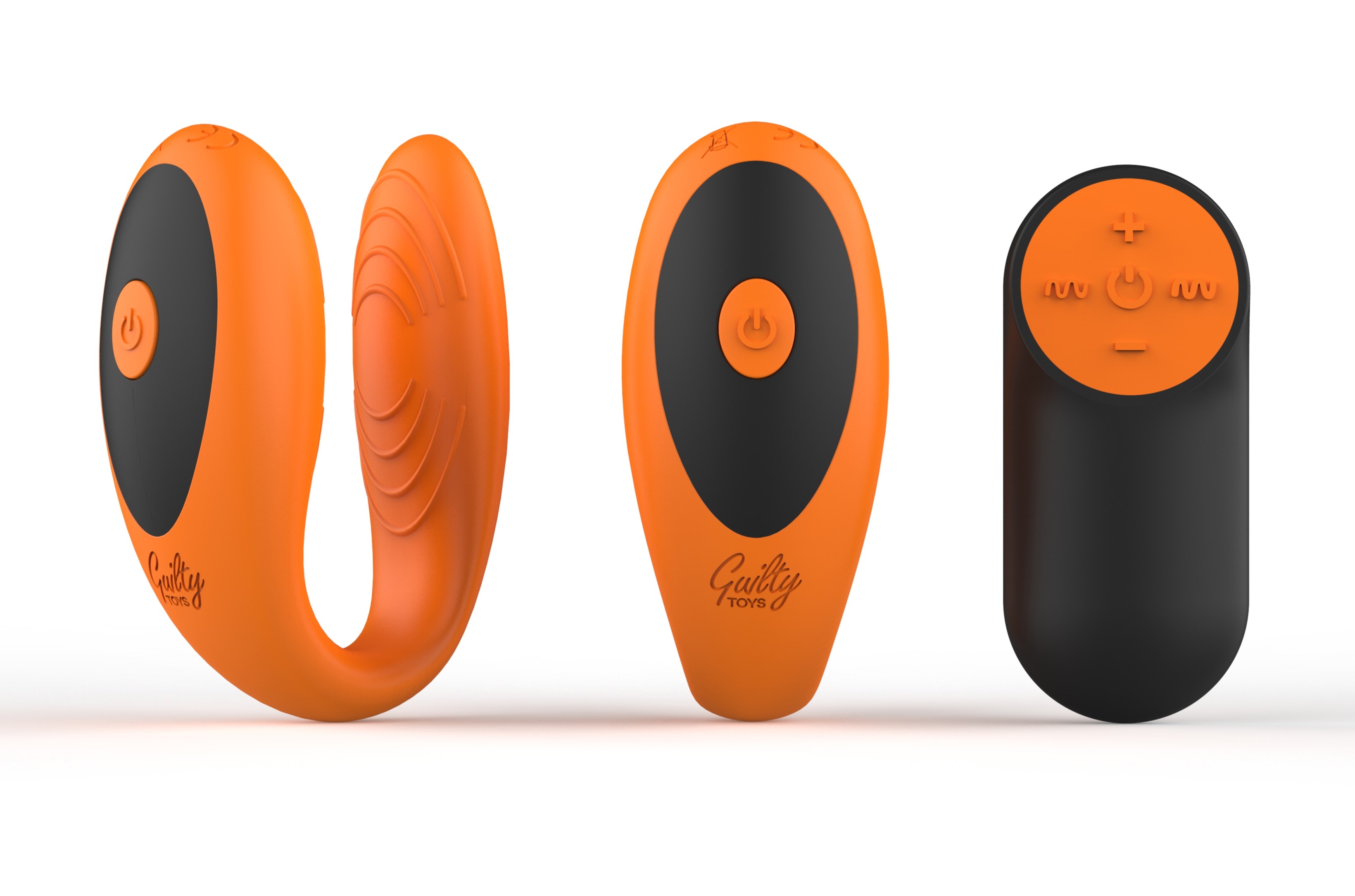 Vibrator Uranus, 7 Moduri Vibratii, 4 Intensitati, Silicon, USB,  Remote Control, Portocaliu/Negru, Guilty Toys, Cosmic Love, #2, Erotic24.ro