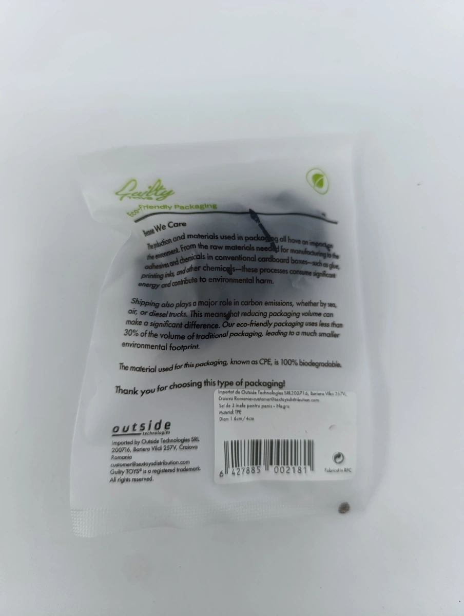 Set 3 Inele Erectie Trio Rings, TPE, Negru, Guilty Toys, #2, Erotic24.ro