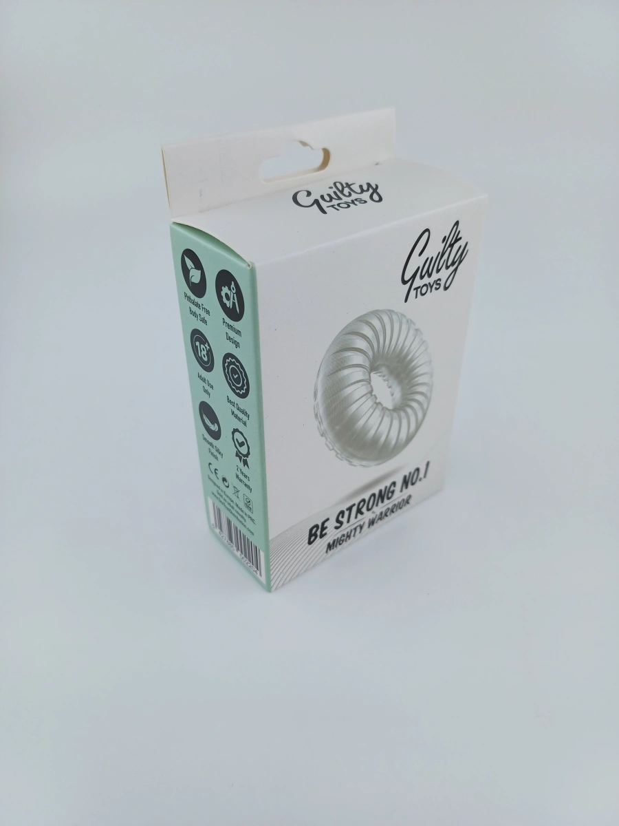 Inel Penis Be Strong no.1, TPE, Transparent, Guilty Toys, Mighty Warrior, #5, Erotic24.ro