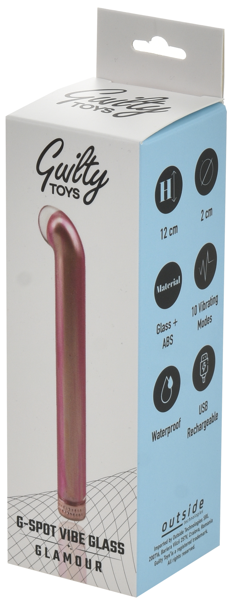 Vibrator G-Spot Vibe Glass, 10 Moduri Vibratii, Sticla, USB Magnetic, Rose Gold, 12 cm, Guilty Toys, Glamour, #6, Erotic24.ro