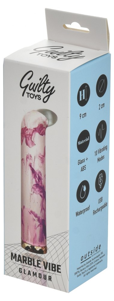 Vibrator Marble Vibe, 10 Moduri Vibratii, Sticla, USB Magnetic, Alb/Roz, 9 cm, Guilty Toys, Glamour, #6, Erotic24.ro