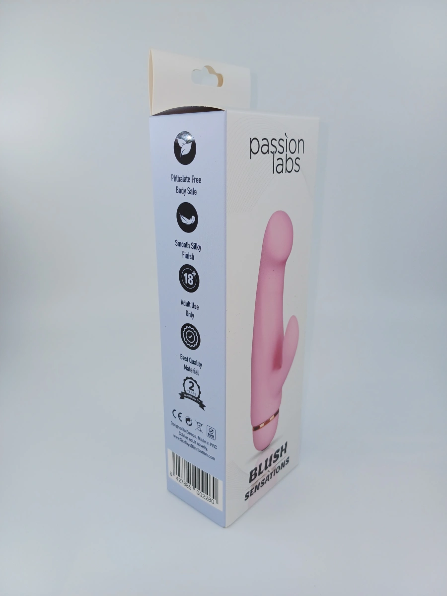 Vibrator Iepuras Blush, 20 Moduri Vibratii, Silicon, Roz, 17 cm, Passion Labs, Sensations, Nr. 4, Erotic24.ro
