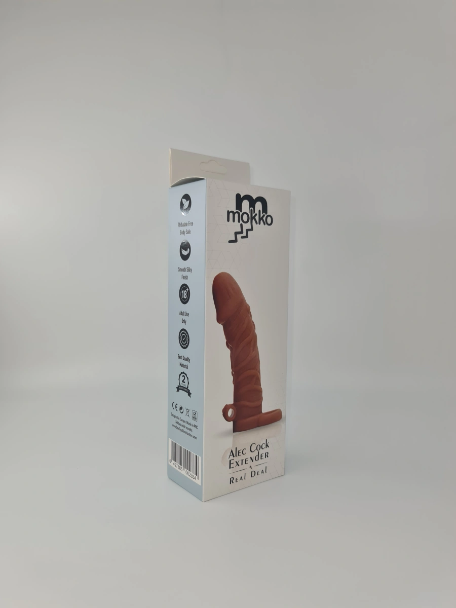 Prelungitor Penis Alec Cock Extender +1 cm, Silicon Lichid, Maro, Mokko Toys, Real Deal, #2, Erotic24.ro
