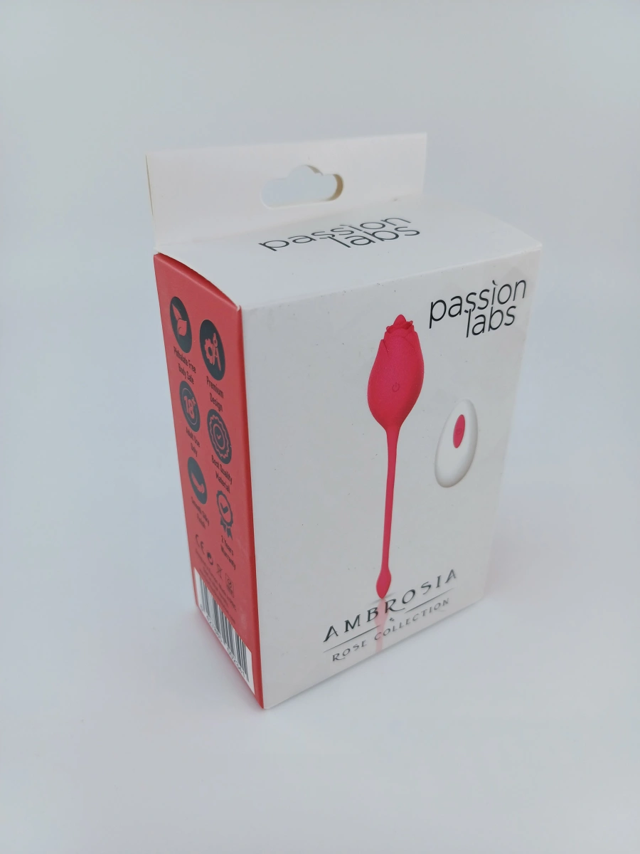 Ou Vibrator Ambrosia, 10 Moduri Vibratii, Remote Control, Silicon, USB, Roz, 19 cm, Passion Labs, Rose Collection, #2, Erotic24.ro