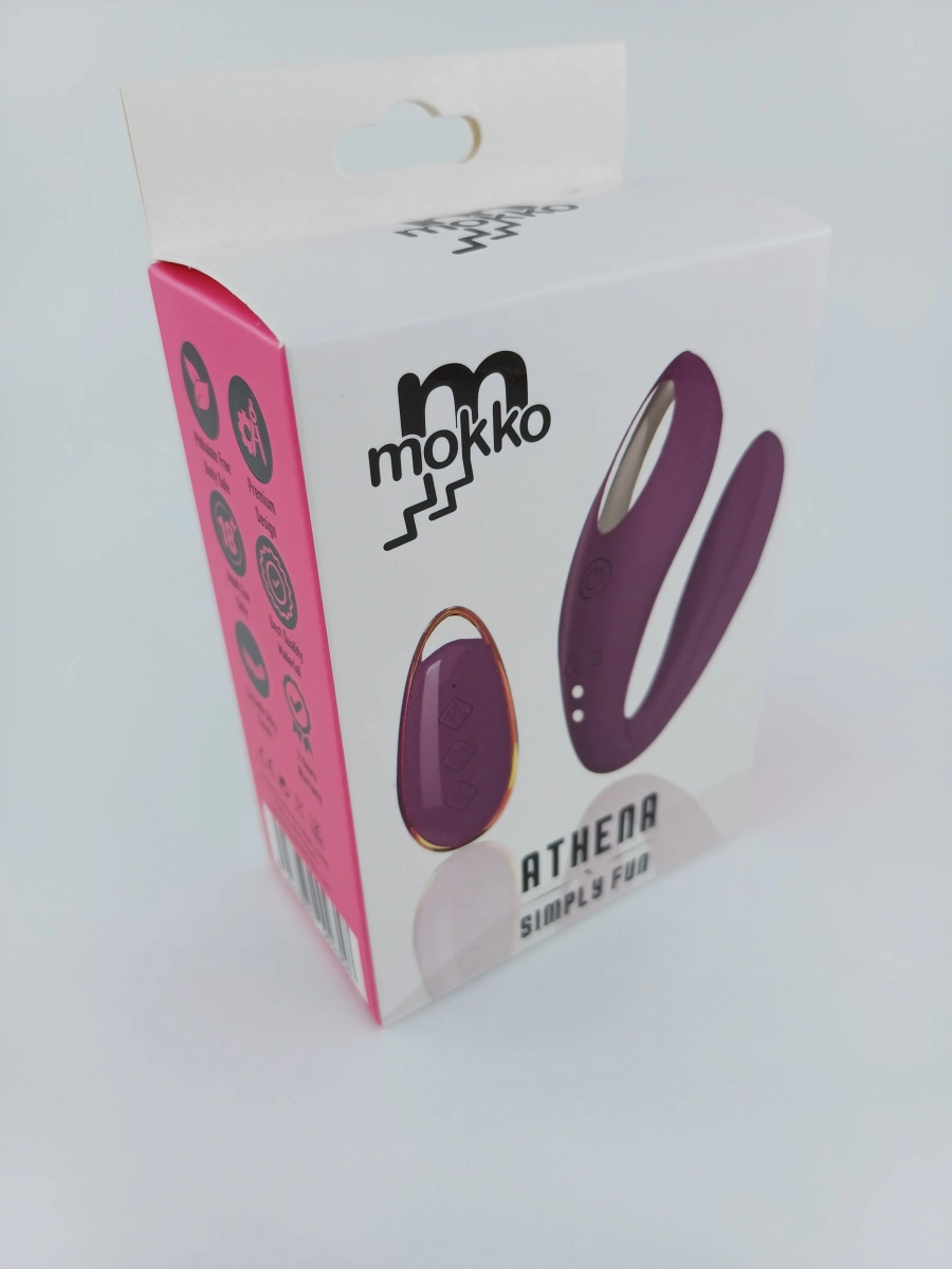 Vibrator Cuplu Athena, 12 Moduri Vibratii, Remote Control, Silicon, USB Magnetic, Mov, Mokko Toys, Simply Fun, #7, Erotic24.ro