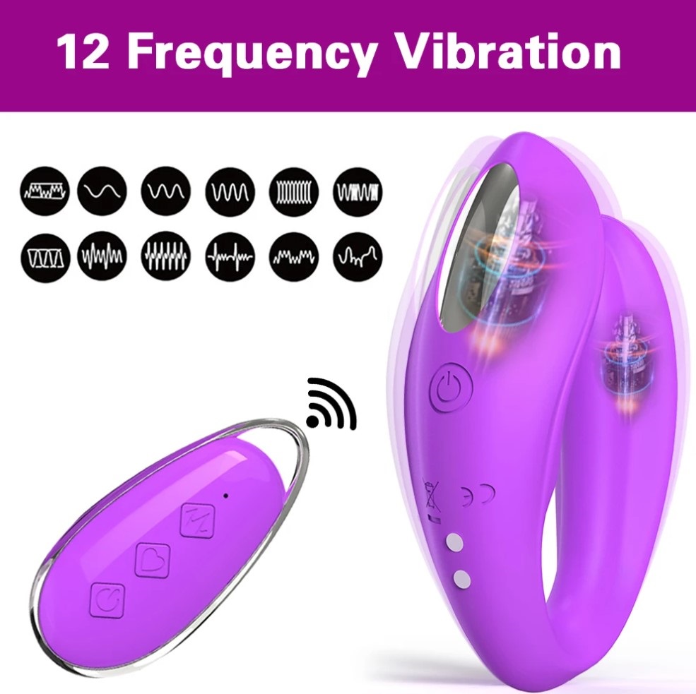 Vibrator Cuplu Athena, 12 Moduri Vibratii, Remote Control, Silicon, USB Magnetic, Mov, Mokko Toys, Simply Fun, #4, Erotic24.ro