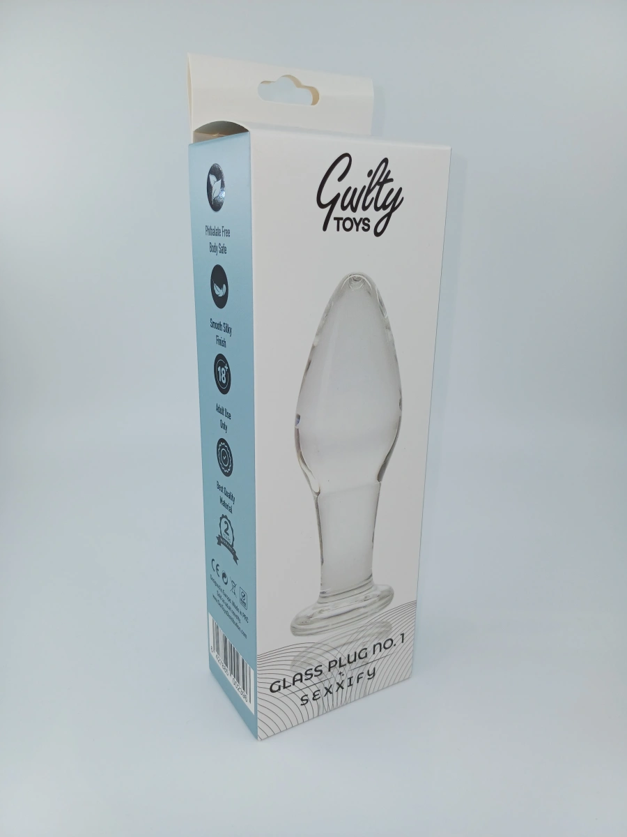 Dop Anal Glass Plug No. 1, Sticla Premium, Transparent, 10 cm, Guilty Toys, Sexxify, #2, Erotic24.ro