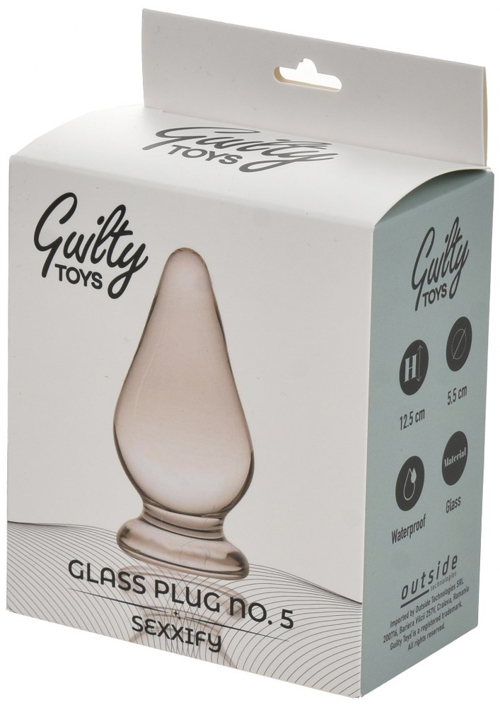 Dop Anal Glass Plug No. 5, Sticla Premium, Transparent, 12.5 cm, Guilty Toys, Sexxify, #2, Erotic24.ro