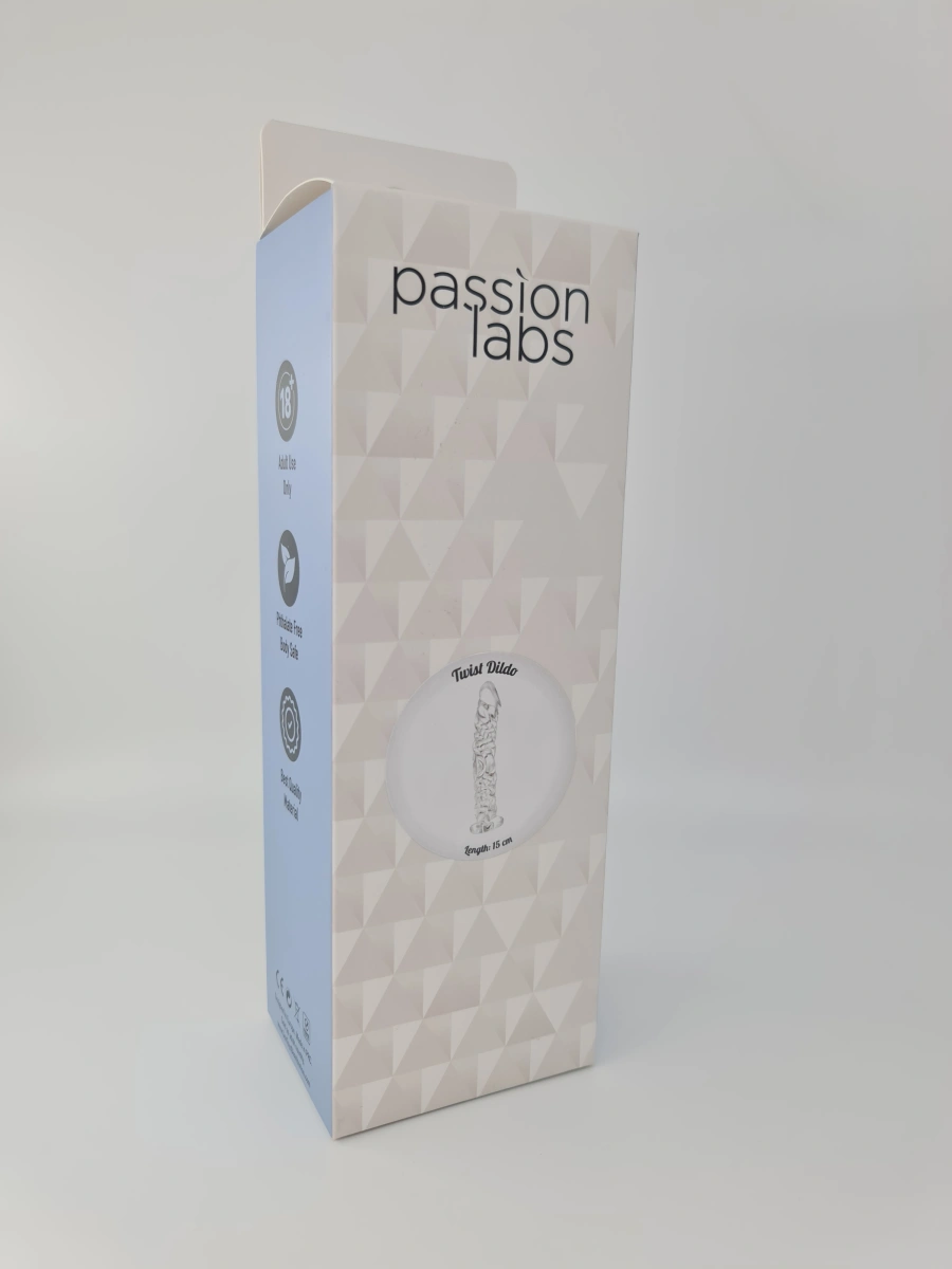 Dildo Twist, Sticla Premium, Transparent, 15 cm, Passion Labs, Nr. 5, Erotic24.ro