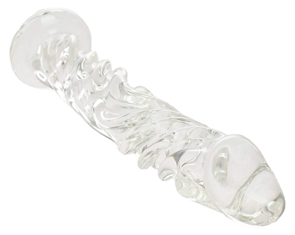 Dildo Twist, Sticla Premium, Transparent, 15 cm, Passion Labs, Nr. 3, Erotic24.ro