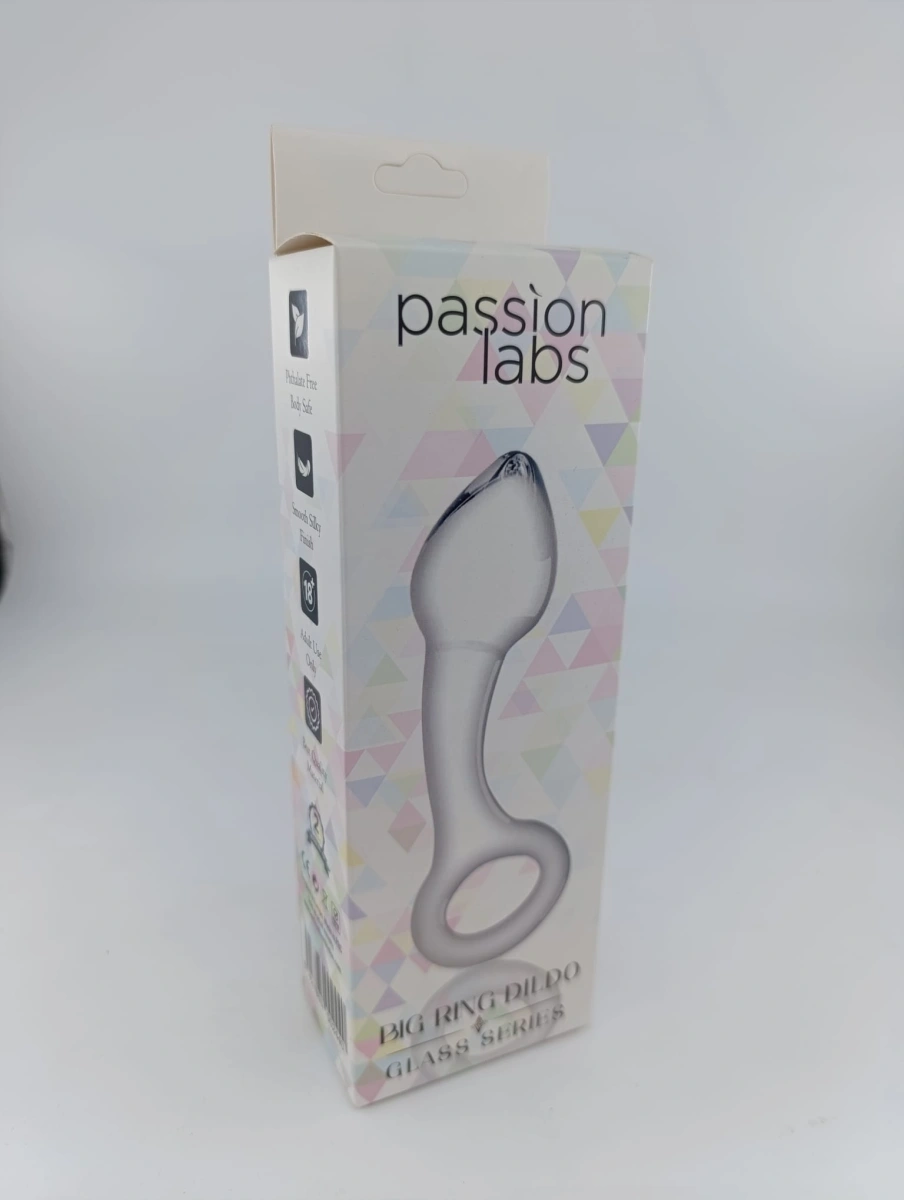 Dildo Big Ring, Sticla Premium, Transparent, 13 cm, Passion Labs, Glass Series, Nr. 2, Erotic24.ro