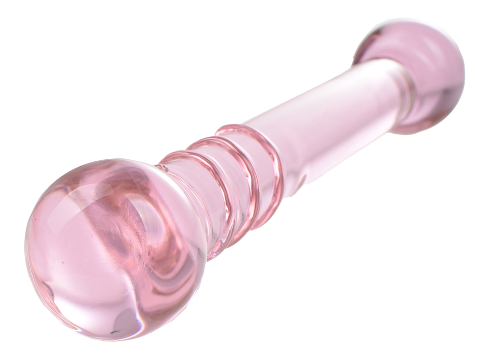 Dildo Double Pink, Sticla Premium, Roz, 19.3 cm, Passion Labs, Glass Series, #2, Erotic24.ro