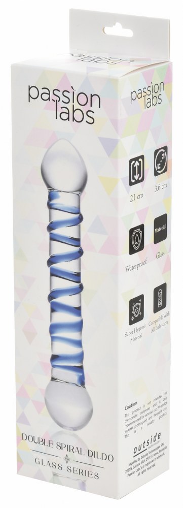 Dildo Dublu Double Spiral, Sticla Premium, Transparent, 21 cm, Passion Labs, Glass Series, Nr. 2, Erotic24.ro