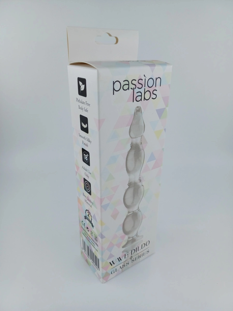 Wave Dildo, Sticla Premium, Transparent, 17.5 cm, Passion Labs, Glass Series, #4, Erotic24.ro