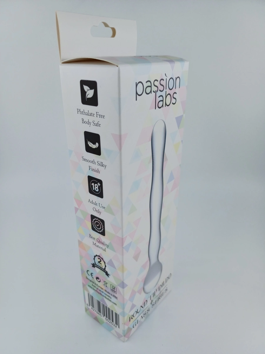 Dildo Round Tip, Sticla Premium, Transparent, 17 cm, Passion Labs, Glass Series, #2, Erotic24.ro