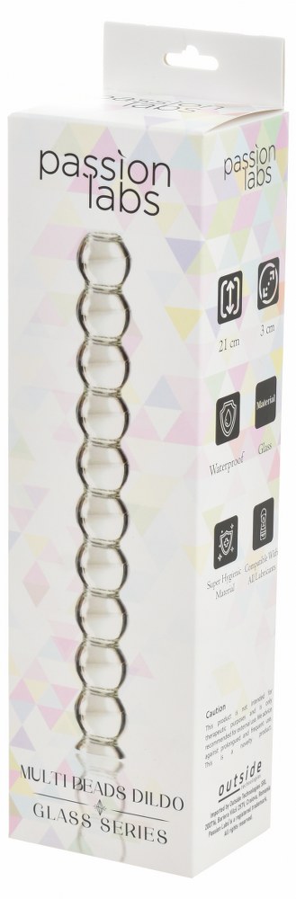 Dildo Multi Beads, Sticla Premium, Transparent, 21 cm, Passion Labs, Glass Series, #2, Erotic24.ro