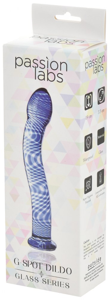 Dildo G-Spot, Sticla Premium, Albastru, 19 cm, Passion Labs, Glass Series, Nr. 2, Erotic24.ro