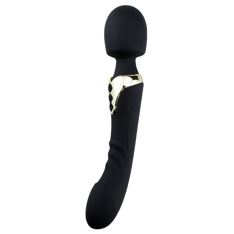 Vibrator Masaj Serenity, 2 Motoare Puternice, 10 Moduri Vibratii, Silicon, USB, Negru, 25 cm, Guilty Toys, #2, Erotic24.ro