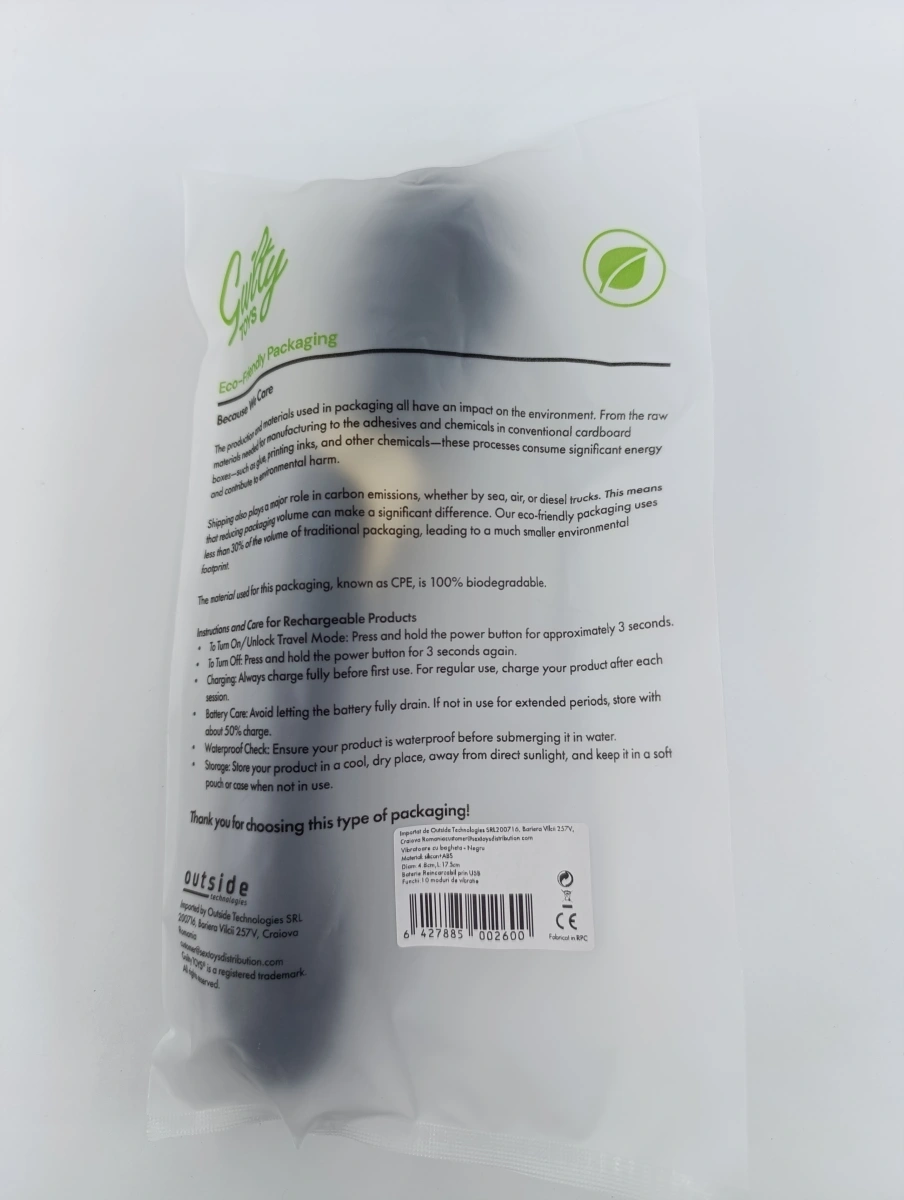 Vibrator Masaj Serenity, 2 Motoare Puternice, 10 Moduri Vibratii, Silicon, USB, Negru, 25 cm, Guilty Toys, #7, Erotic24.ro