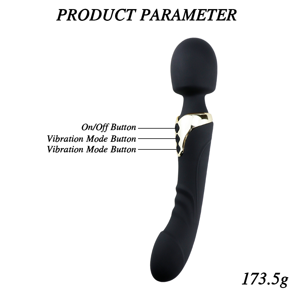 Vibrator Masaj Serenity, 2 Motoare Puternice, 10 Moduri Vibratii, Silicon, USB, Negru, 25 cm, Guilty Toys, #6, Erotic24.ro
