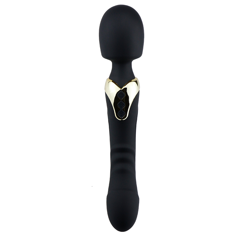 Vibrator Masaj Serenity, 2 Motoare Puternice, 10 Moduri Vibratii, Silicon, USB, Negru, 25 cm, Guilty Toys, #4, Erotic24.ro