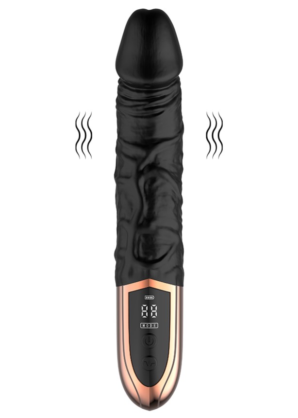 Vibrator Black Orchid, Ecran LCD, 12 Moduri Vibratii, Silicon, USB Magnetic, Negru, 23 cm, JGF Toys