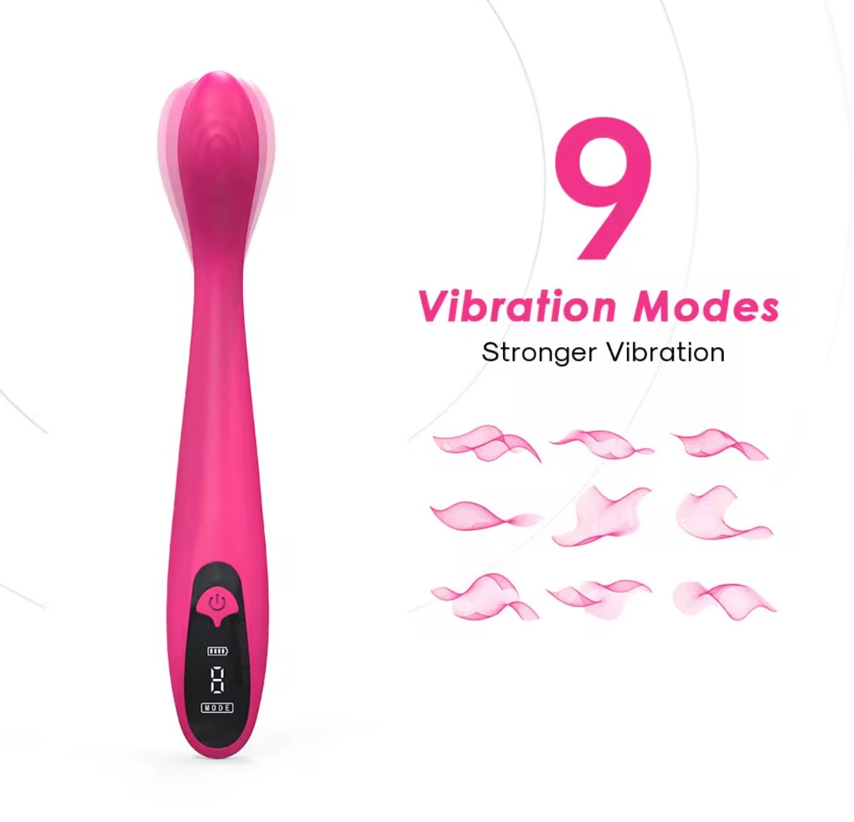 Vibrator Lily, 9 Moduri Vibratii, Silicon, Ecran LCD, USB Magnetic, Roz, 19.5 cm, Mokko Toys, Velvet Obsession, #2, Erotic24.ro