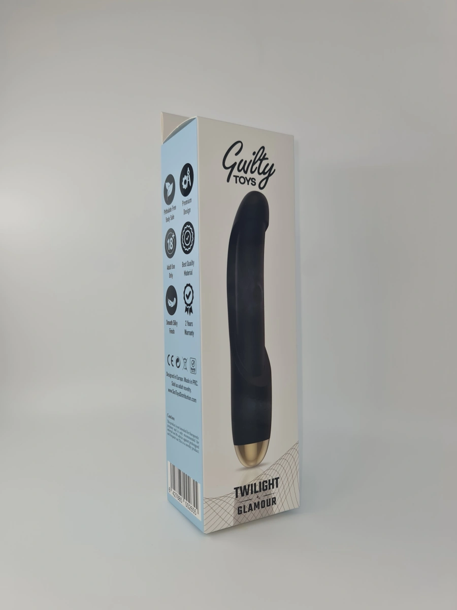 Vibrator Twilight, Vibrating&Patting, 10+10 Moduri Stimulatoare, USB Magnetic, Silicon, Negru, 21 cm, Guilty Toys, Glamour, #7, Erotic24.ro