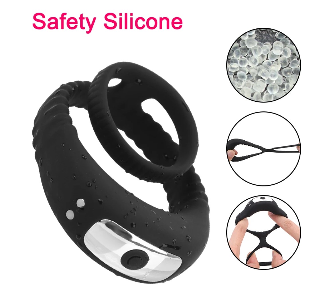 Inel Penis Mario, 10 Moduri Vibratii, Silicon, USB Magnetic, Negru, Guilty Toys, Mighty Warrior, #4, Erotic24.ro