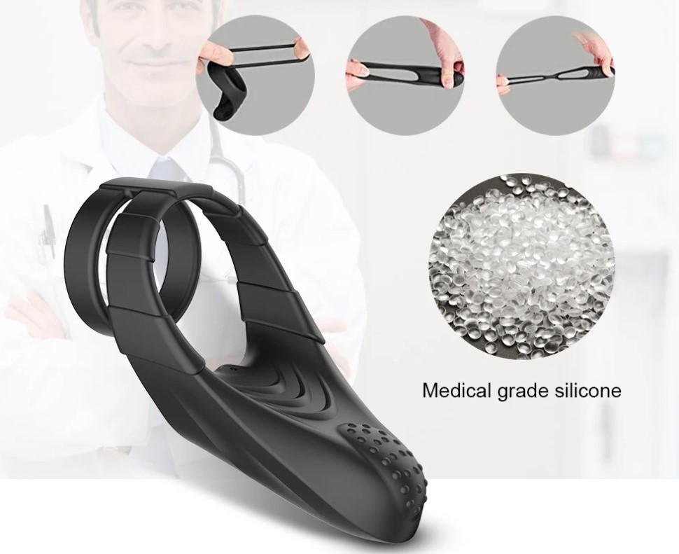 Inel Penis Maxton, 10 Moduri Vibratii, Silicon, USB, Negru, Guilty Toys, Mighty Warrior, Nr. 4, Erotic24.ro