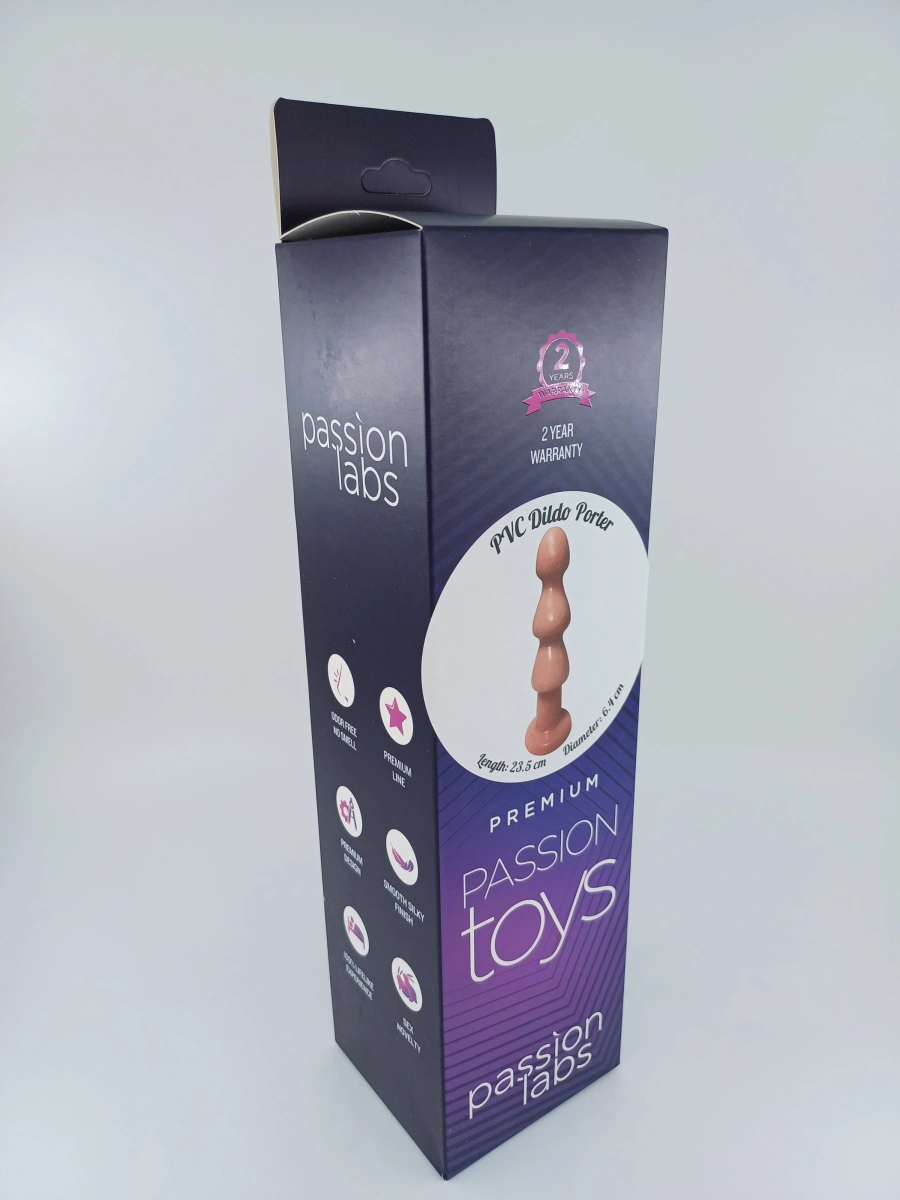 Dildo Porter cu Ventuza, PVC, Natural, 23.5 cm, Passion Labs, Sensations, Nr. 7, Erotic24.ro