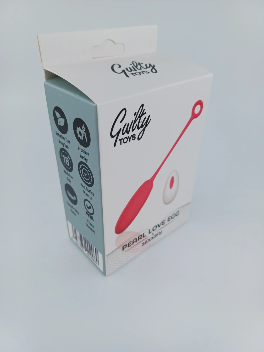 Ou Vibrator Pearl Love Egg, 10 Moduri Vibratii, Remote Control, Silicon, USB, Rosu, 19.5 cm, Guilty Toys, Sexxify, #6, Erotic24.ro