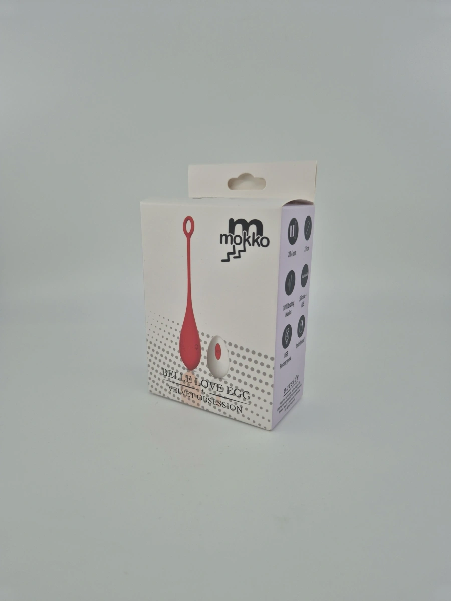 Ou Vibrator Belle Love Egg, 10 Moduri Vibratii, Remote Control, Silicon, USB, Rosu, 20.4 cm, Mokko Toys, Velvet Obsession, #6, Erotic24.ro