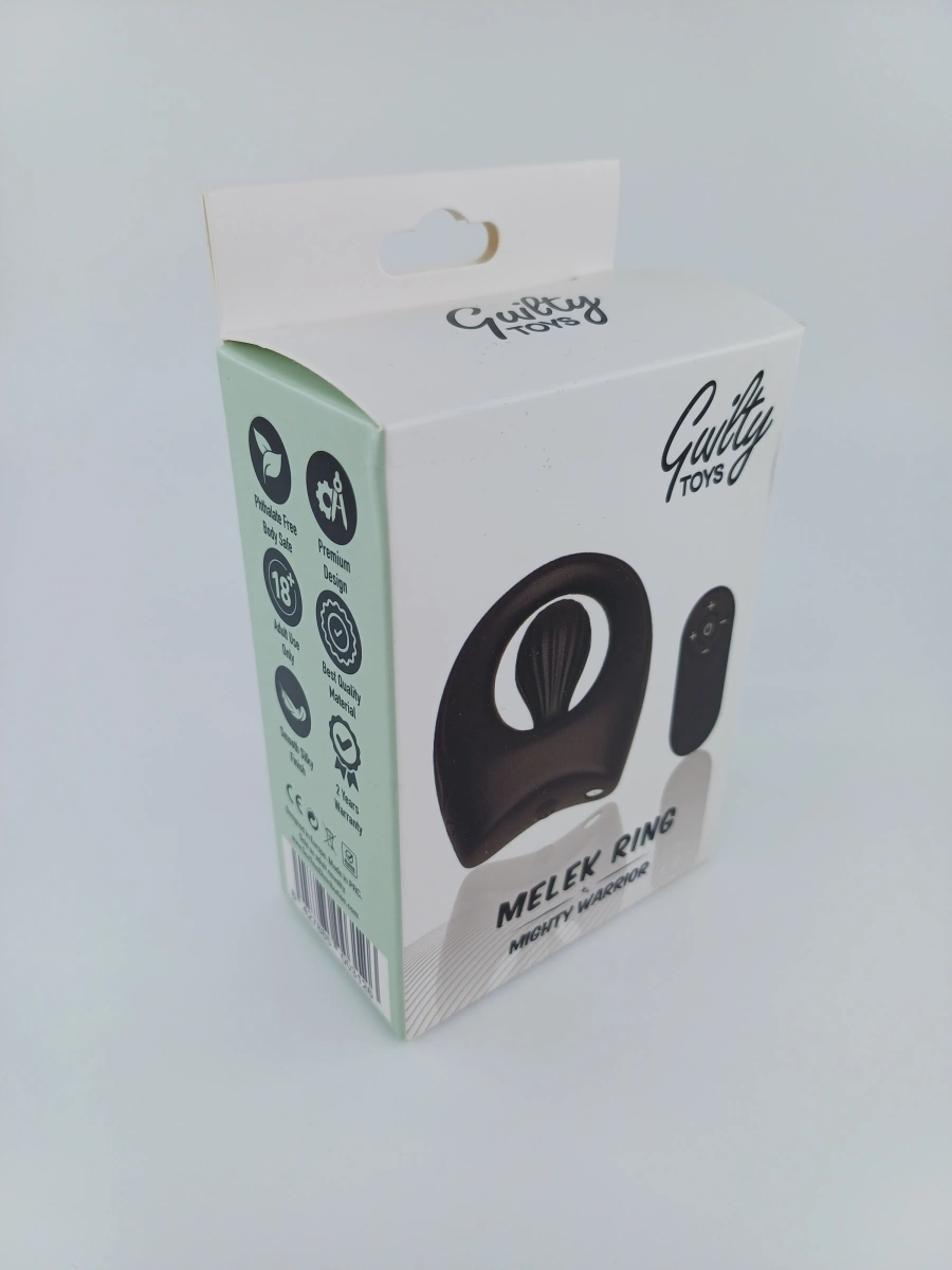 Inel Penis Melek, 10 Moduri Vibratii, Remote Control, Silicon Lichid, USB Magnetic, Negru, Guilty Toys, Mighty Warrior, #2, Erotic24.ro