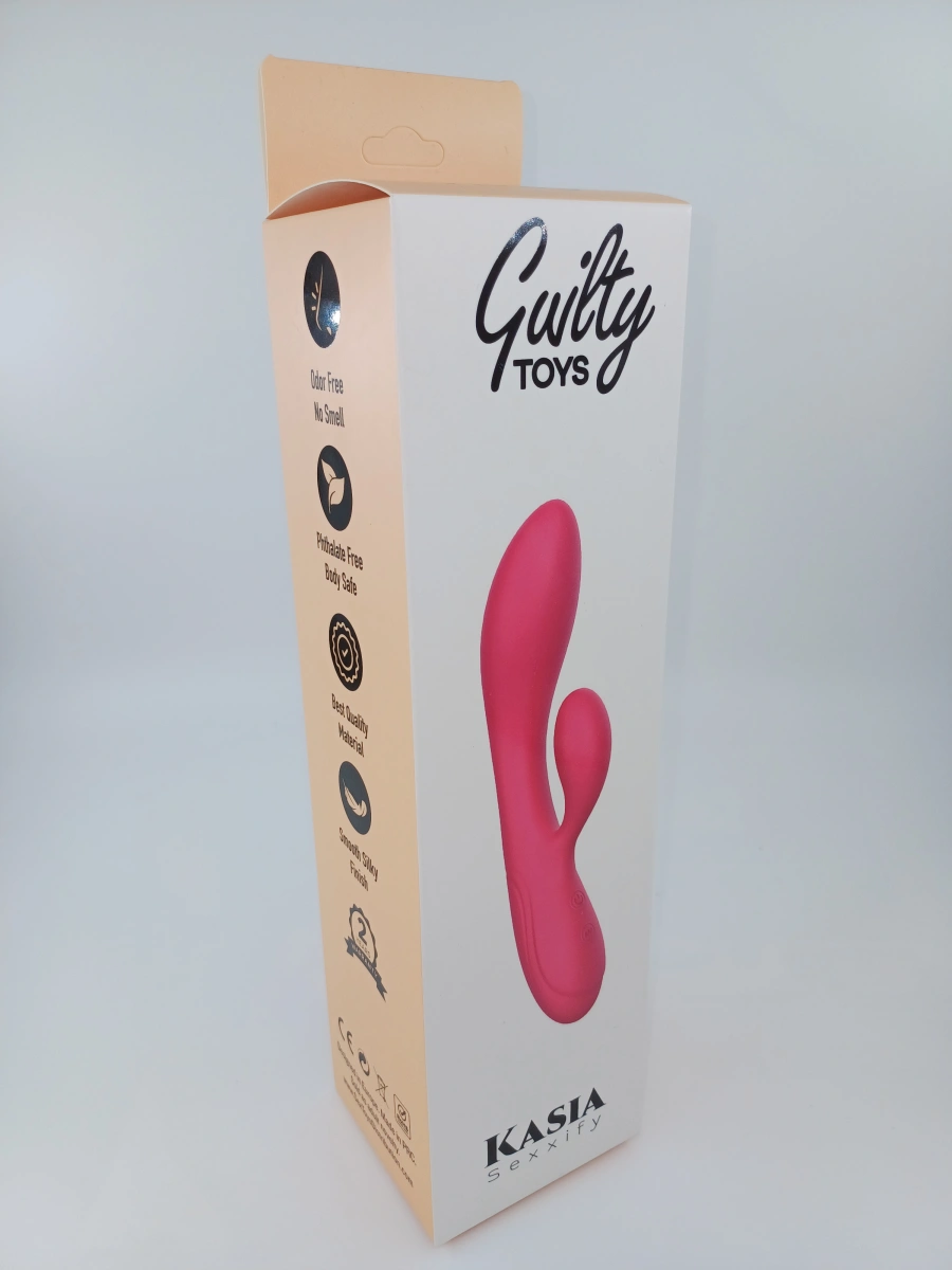 Vibrator Rabbit Kasia, 10 Moduri Vibratii, Silicon Lichid, USB, Fuchsia, 21 cm, Guilty Toys, #6, Erotic24.ro