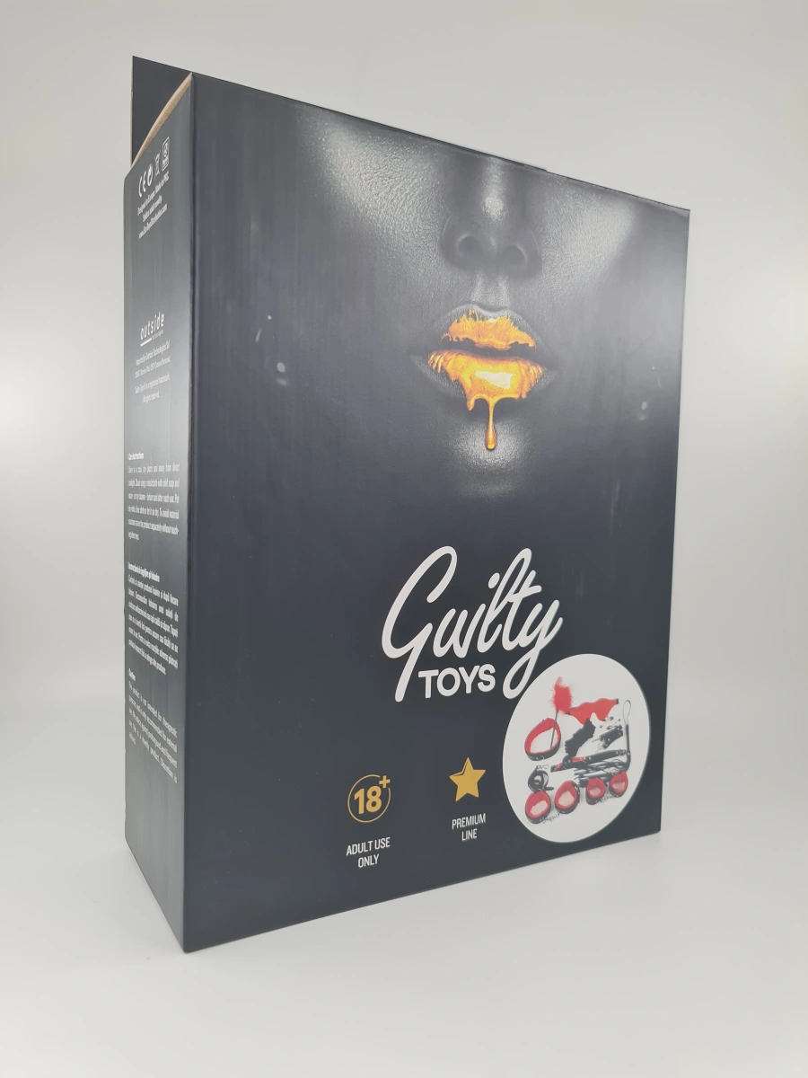 Set BDSM Pleasure Pack, 10 Piese, Negru/Rosu, Guilty Toys, #2, Erotic24.ro