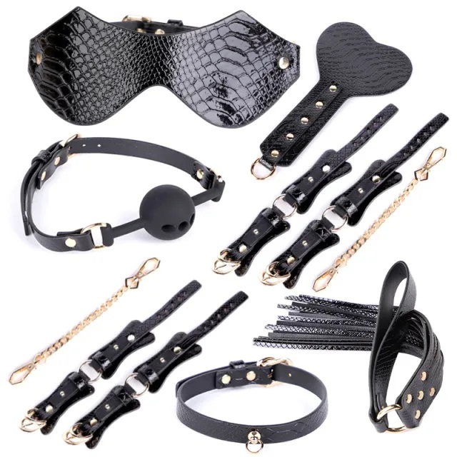 Set BDSM Snake Look, 7 Piese, Negru, Guilty Toys